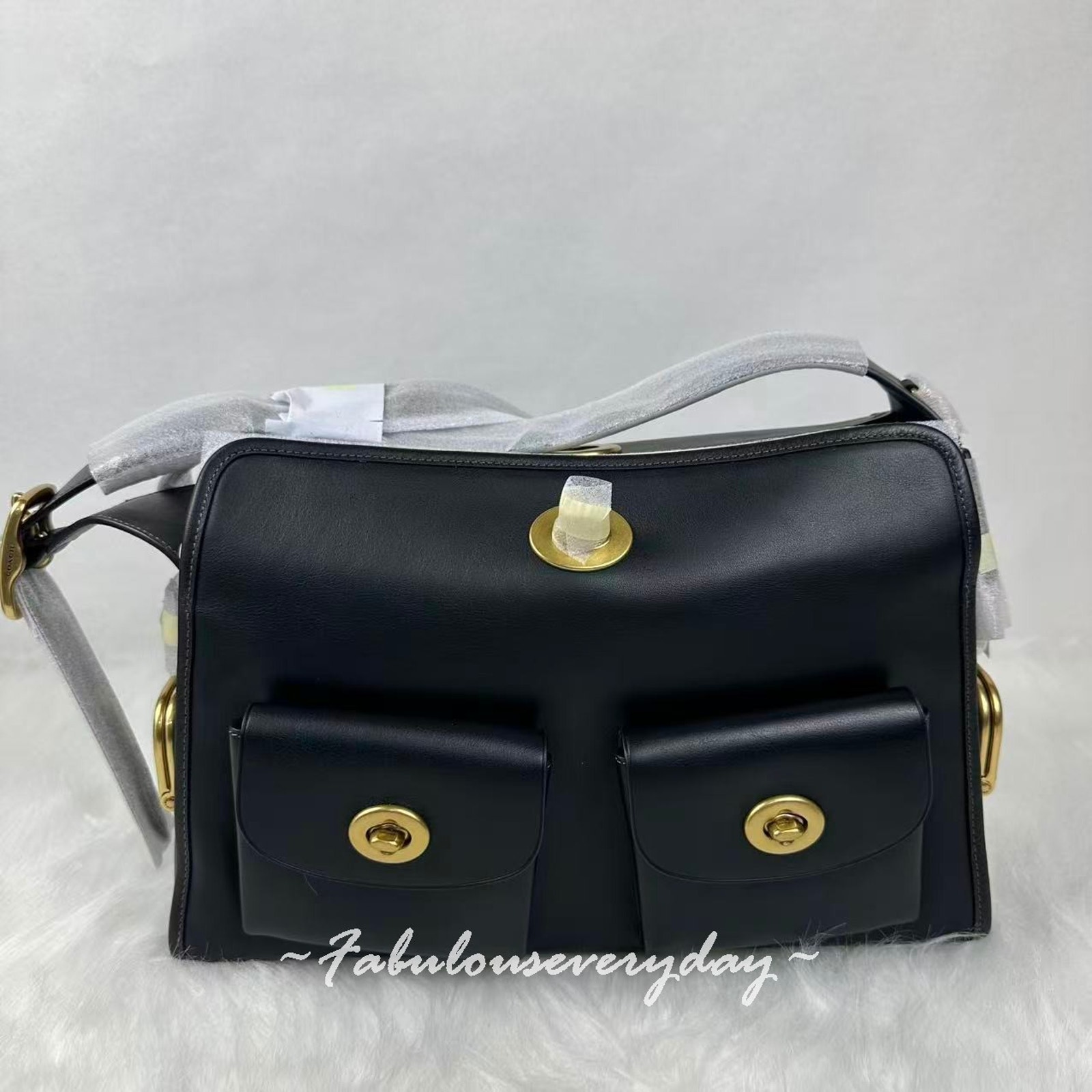 Coach Haversack Bag Shoulder Bag In Leather/Brass/Black Cdz12 Nwt